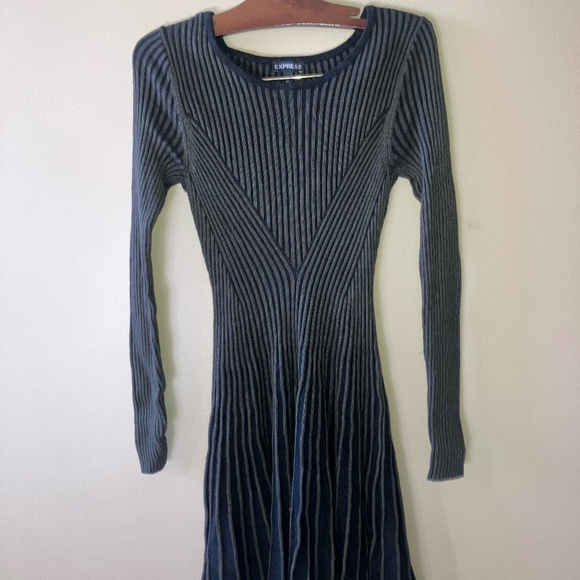 Women's long-sleeve, ribbed knit sweater dress from Express - Picture 1 of 5
